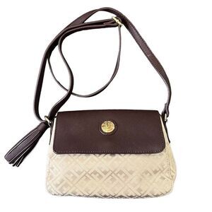 Tommy Hilfiger Beige Monogramed Crossbody Bag